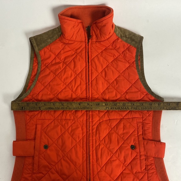 Ralph Lauren Sport Orange Quilted Suede Leather Zip Front Vest Women's Size M - Picture 6 of 10